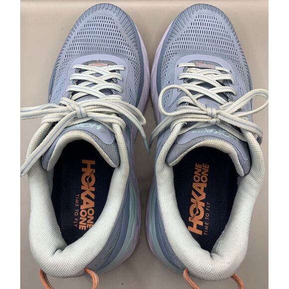 Hoka One One Bondi 7 Womens Size 8 Light Blue Running Shoes Sneaker 1110519 - Picture 13 of 15